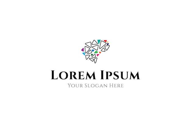 logotipo del cerebro con forma de fracción con diseño vectorial colorido