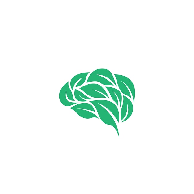 Logotipo de cerebro de hoja con fondo blanco.