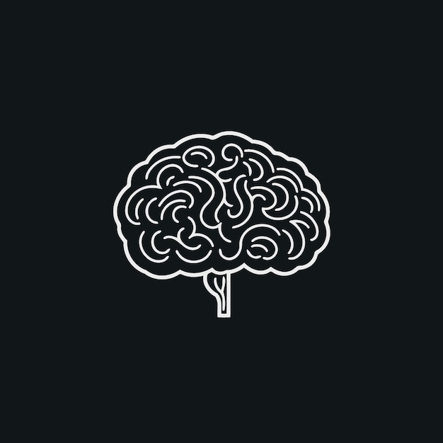 Logotipo del cerebro humano en blanco y negro