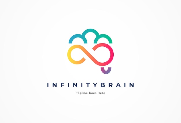 Logotipo del cerebro infinito logotipo del cerebro moderno con combinación de iconos infinitos plantilla de logotipo de diseño del cerebro
