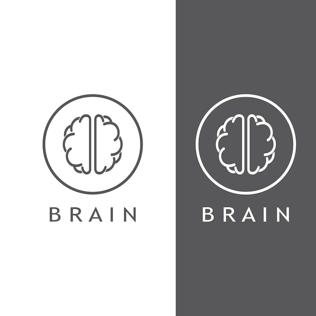 Logotipo del cerebro Logotipo del cerebro con combinación de tecnología y células nerviosas de la parte del cerebro con plantilla de ilustración vectorial de concepto de diseño