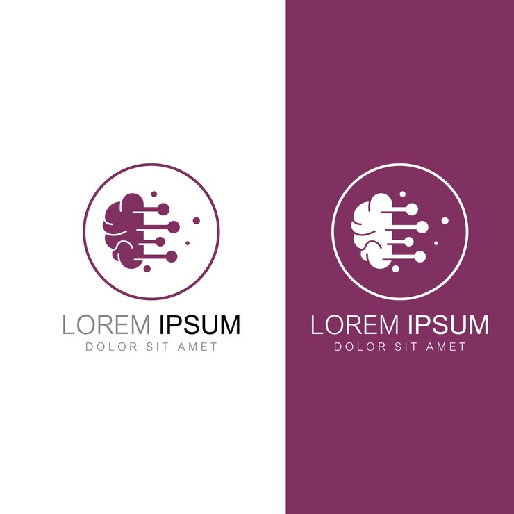 Vector logotipo del cerebro logotipo del cerebro con combinación de tecnología y células nerviosas de la parte del cerebro con plantilla de ilustración vectorial de concepto de diseño