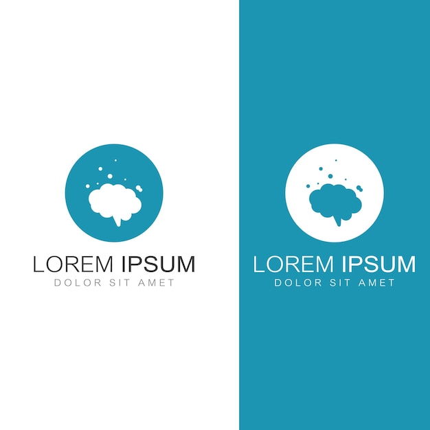 Logotipo del cerebro Logotipo del cerebro con combinación de tecnología y células nerviosas de la parte del cerebro con plantilla de ilustración vectorial de concepto de diseño
