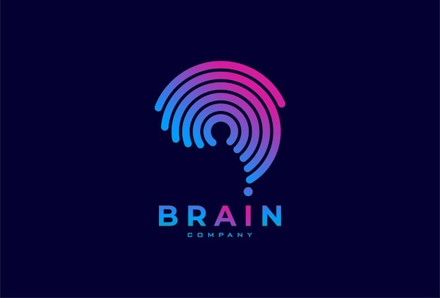 Logotipo del cerebro logotipo del cerebro moderno con diseño plano de estilo de línea plantilla de logotipo