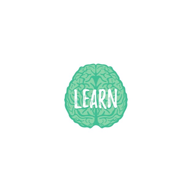 Logotipo de cerebro vectorial aislado verde Ilustración científica turquesa
