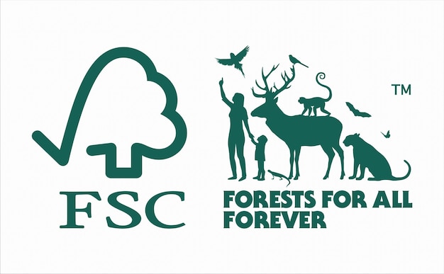Logotipo de certificación Etiqueta internacional FSC Consejo de administración forestal Marcas comerciales Estándar de madera en blanco