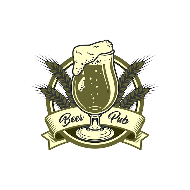 un logotipo de cerveza con el vaso de cerveza
