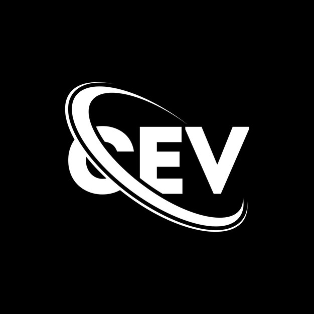 El logotipo CEV, la letra CEV, el diseño del logotipo de la carta CEV, las iniciales CEV, vinculado con un círculo y un monograma en mayúsculas, la tipografía CEV para el negocio tecnológico y la marca inmobiliaria.