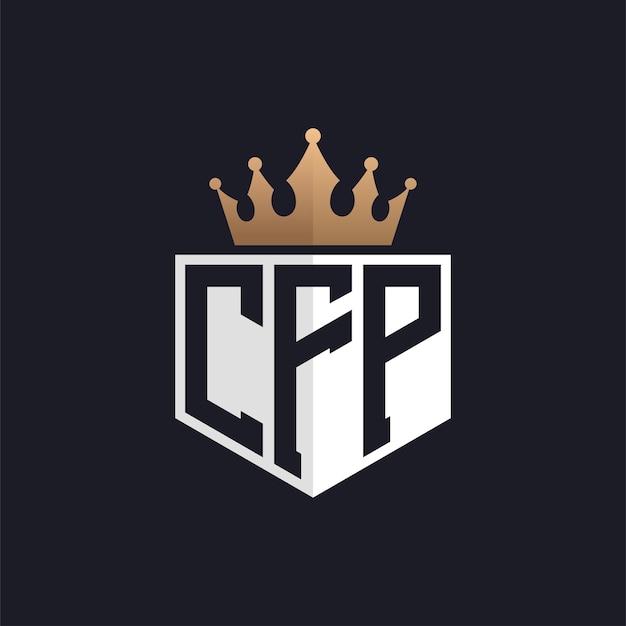 Logotipo de CFP de lujo con Corona Iniciales elegantes Logotipo de letra CFP para marcas exclusivas Monograma de letra CFF para empresas de alta gama