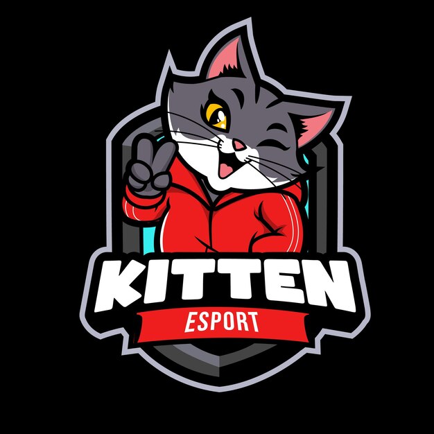Logotipo de la chaqueta deportiva del equipo Cat Mascota Personaje