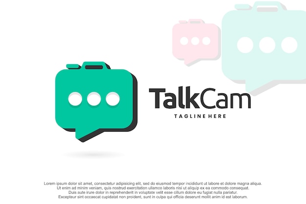 logotipo de chat de burbuja de cámara o logotipo de charla de fotografía
