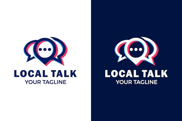 Logotipo de chat local Buble Chat con diseño de logotipo de ubicación de pin