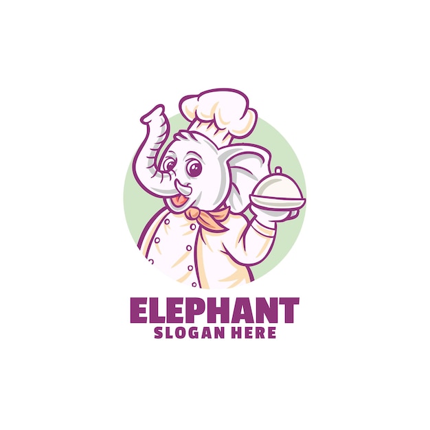 Logotipo de chef elefante aislado en blanco