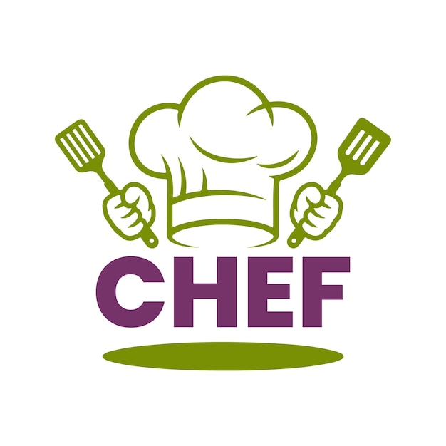 Logotipo del chef con sombrero y espátulas