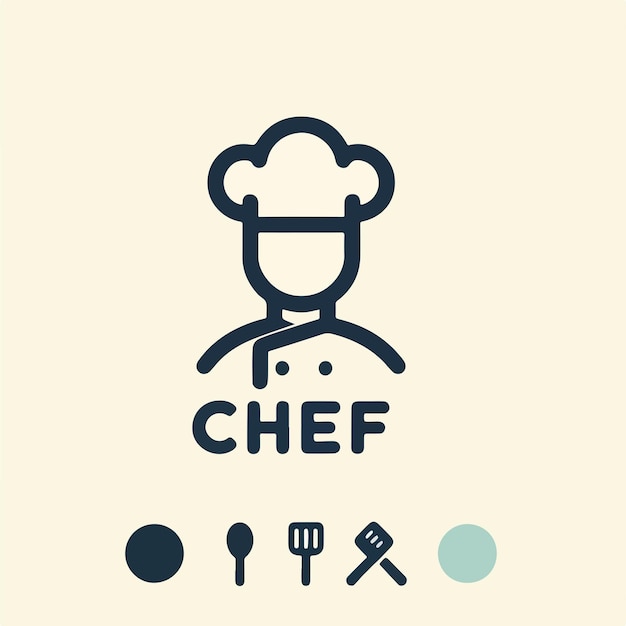 logotipo de chef vectorial con un estilo simple y minimalista