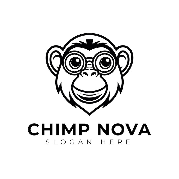 Vector logotipo del chimpancé logotipo del animal logotipo del chimpancé vector logotipo del mono logotipo de la mascota logotipo del mono logotipo mínimo