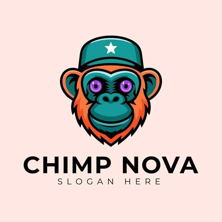 Vector logotipo del chimpancé logotipo del animal logotipo del chimpancé vector logotipo del mono logotipo de la mascota logotipo del mono logotipo mínimo