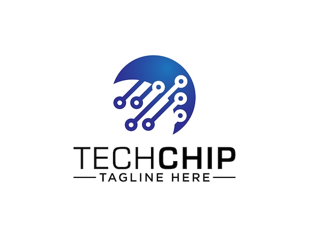 Logotipo del chip tecnológico relacionado con el símbolo del circuito