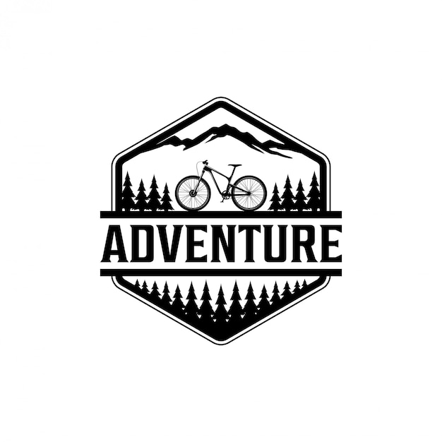 Logotipo de ciclismo al aire libre en la naturaleza