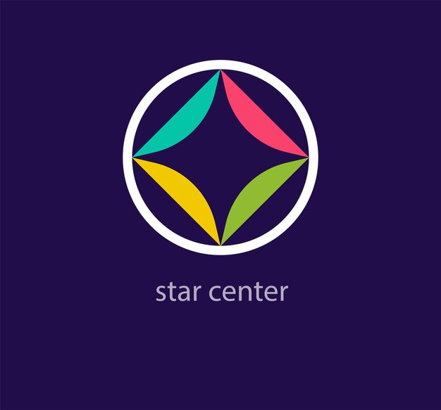 Logotipo de ciclo de centro de estrella colorido redondo transiciones de color de diseño único temperatura de logotipo de botón de estrella personalizada