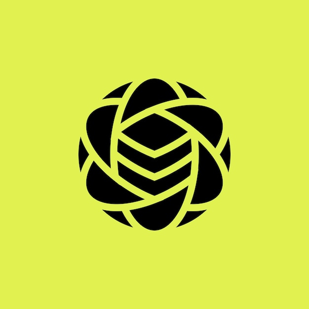 logotipo científico de la tecnología de almacenamiento atómico del hexágono