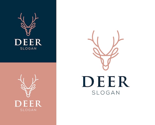 Logotipo de ciervo cabeza de ciervo con ilustración de diseño de logotipo de estilo de línea abstracta