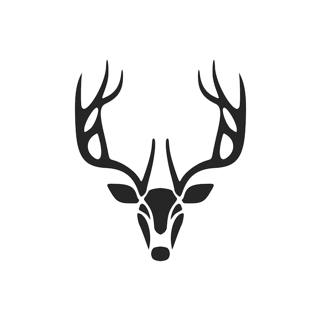 Logotipo de ciervo negro simple con estilo aislado en un fondo blanco