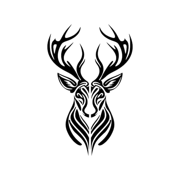 Logotipo de un ciervo vectorial en tonos clásicos en blanco y negro