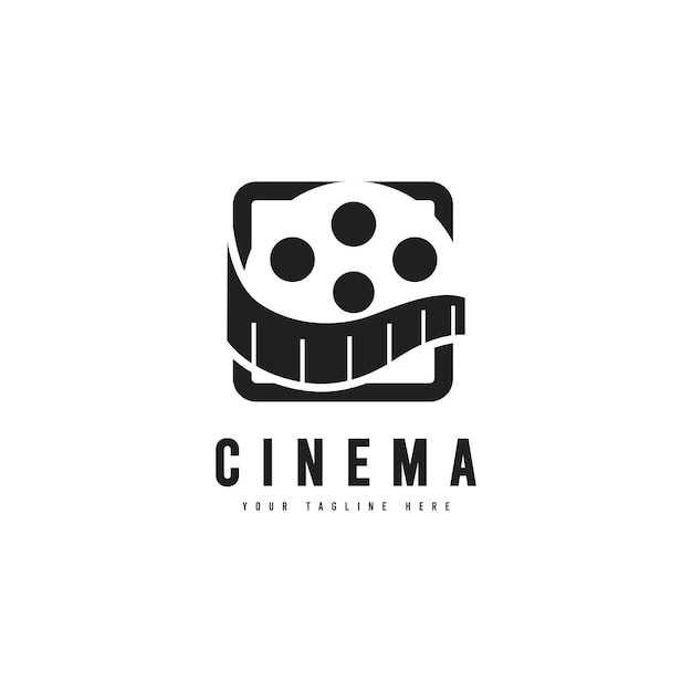Logotipo de cine en estilo minimalista silueta de transmisión digital vectorial adecuado para películas de transmisión o logotipos de cine