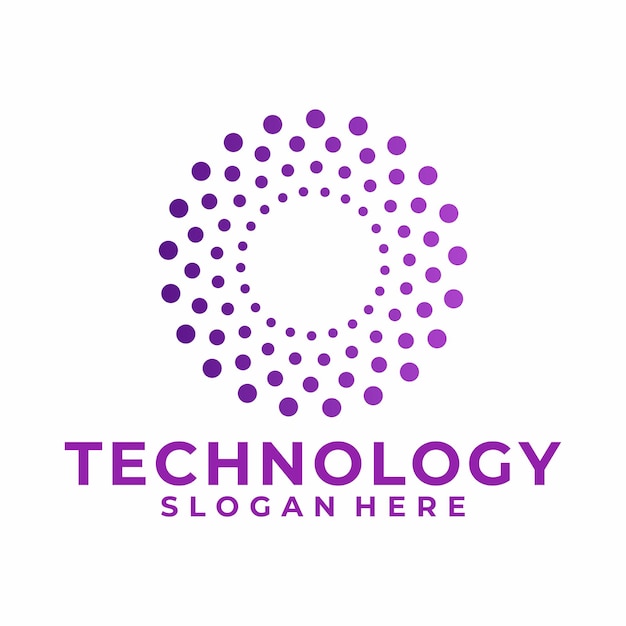 El logotipo de Circle Dot Technology diseña el concepto vectorial de la plantilla del logotipo de Digital Tech Network