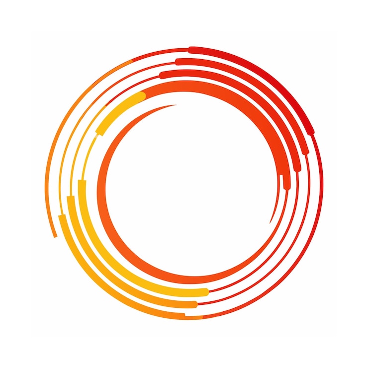 Vector logotipo circular abstracto con gradiente naranja y rojo