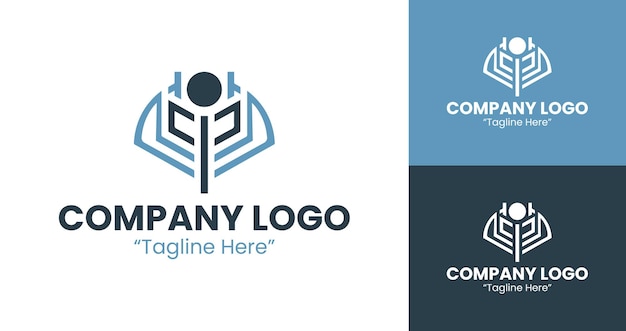 Logotipo circular azul y blanco para la marca empresarial corporativa y la identidad profesional