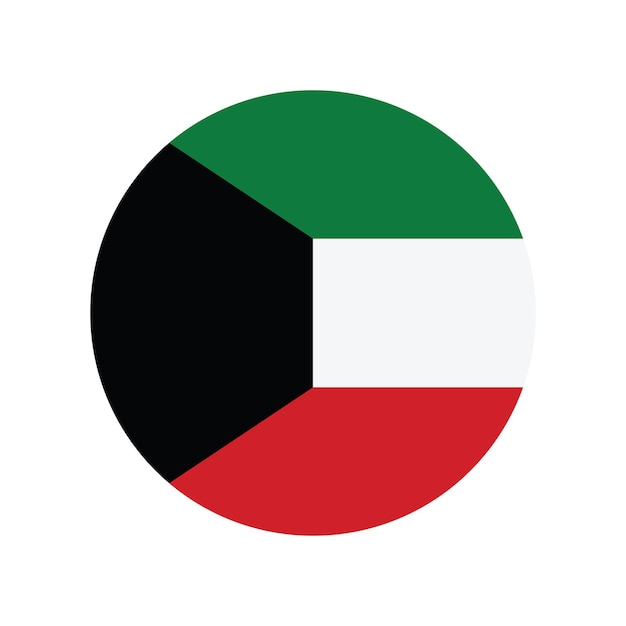 El logotipo circular de la bandera de Kuwait es un diseño de ilustración vectorial por computadora.