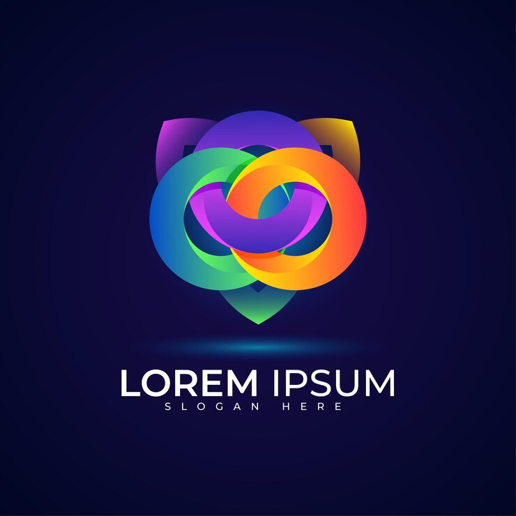Vector logotipo circular con color degradado moderno y lujoso.