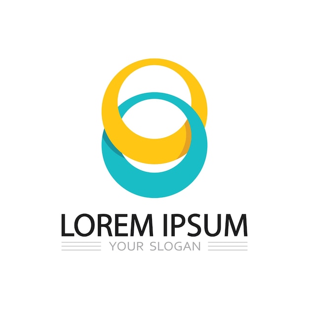 Logotipo circular del emblema con diseño de la letra O en apariencia vectorial plana y moderna