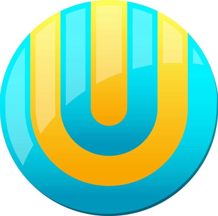 Vector logotipo de círculo abstracto e ilustración de letra u en un estilo moderno y minimalista