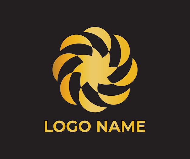 Vector logotipo de círculo abstracto logotipo floral con color dorado