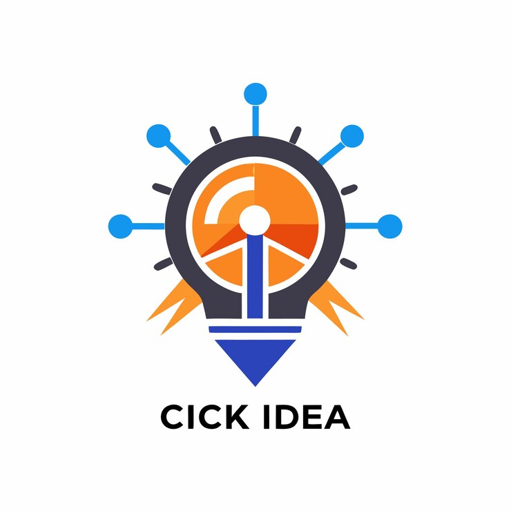 Vector un logotipo con un círculo azul con una flecha azul en él