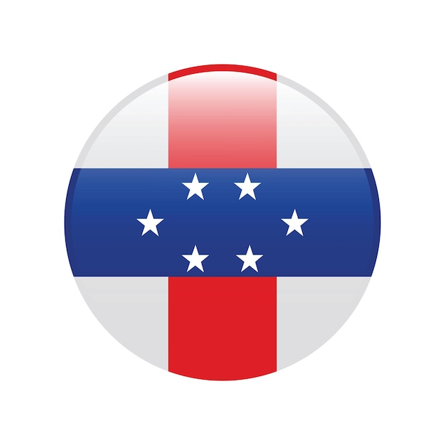 Logotipo del círculo de la bandera de las Antillas Neerlandesas diseño de ilustración vectorial por computadora