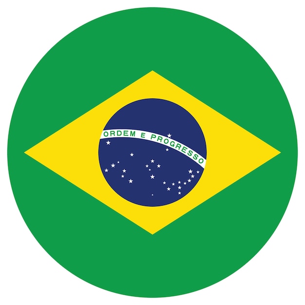 El logotipo del círculo de la bandera de Brasil es un diseño de ilustración vectorial por computadora.