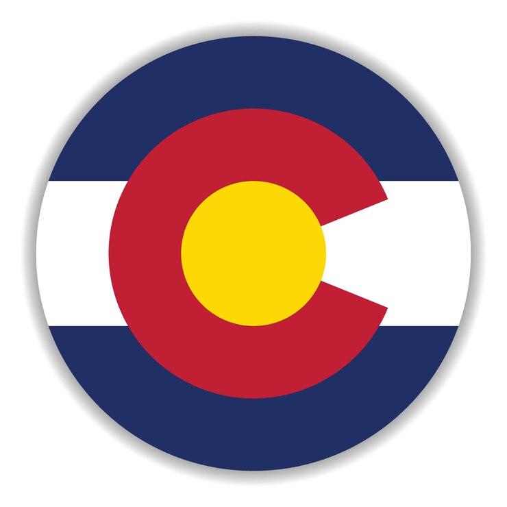 Vector el logotipo del círculo de la bandera de colorado es un diseño de ilustración vectorial por computadora.