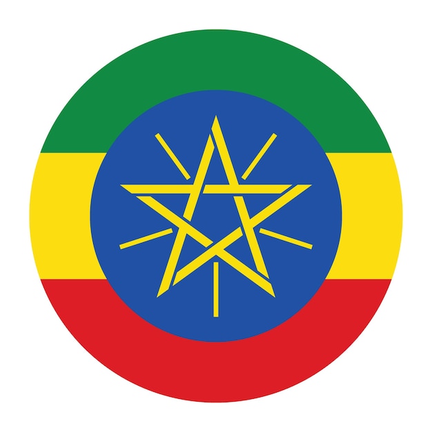 El logotipo del círculo de la bandera de Etiopía es un diseño de ilustración vectorial por computadora.
