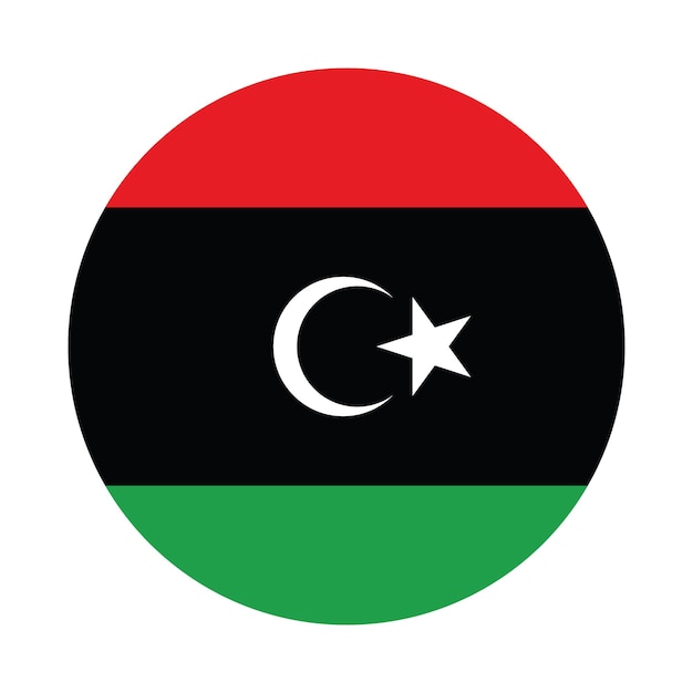El logotipo del círculo de la bandera de Libia es un diseño de ilustración vectorial por computadora.