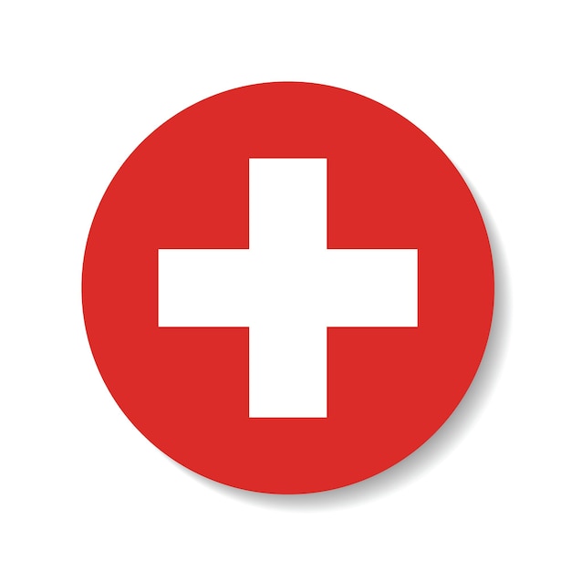 El logotipo del círculo de la bandera de Suiza es un diseño de ilustración vectorial por computadora.
