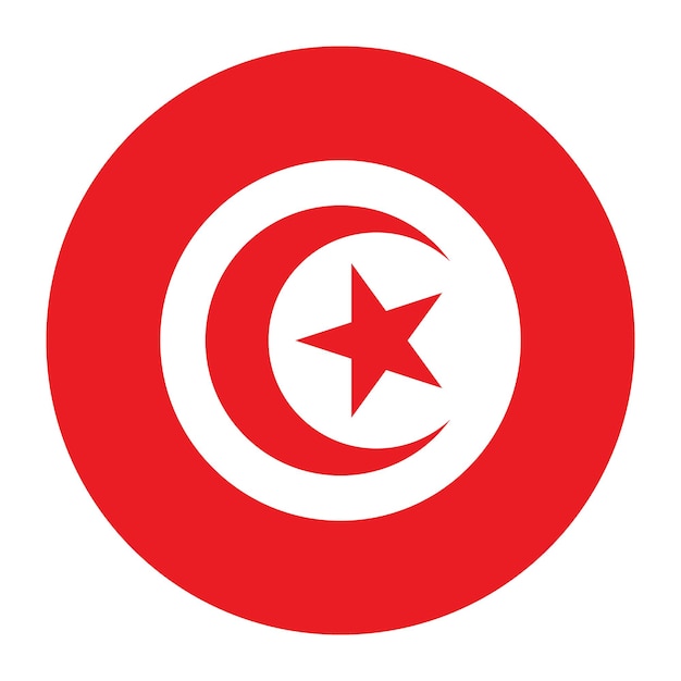 El logotipo del círculo de la bandera de Túnez es un diseño de ilustración vectorial por computadora.