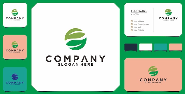 Logotipo de círculo ecológico de hoja