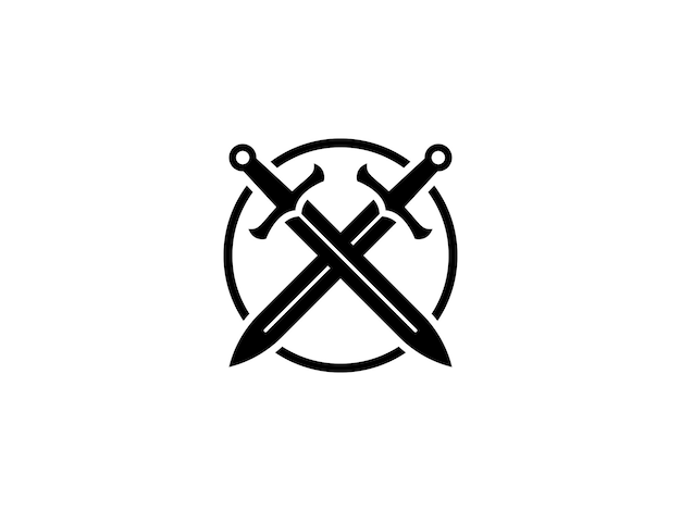 el logotipo del círculo de la espada, el icono del vector, la ilustración, la plantilla del logotipo