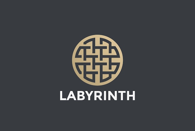 Logotipo del círculo del laberinto del laberinto.