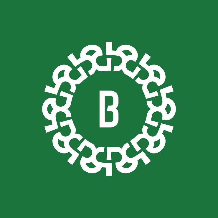 Vector el logotipo del círculo natural y orgánico con las iniciales de la letra b.