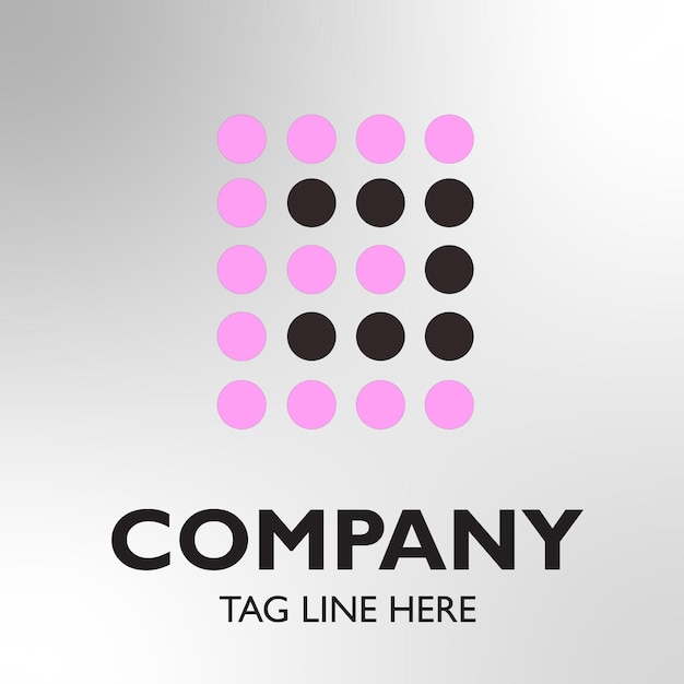Logotipo con círculos rosados y negros Texto de la compañía Espacio de eslogan